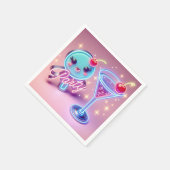 パーティータイムネオンピンク スタンダードカクテルナプキン (角)