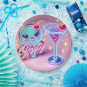 パーティータイムネオンピンク ペーパープレート (パーティー)