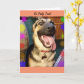 パーティータイムハッピードッグ誕生日カード カード (黄色い花)