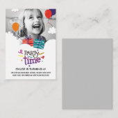 パーティータイムフォト誕生日招待状 エンクロージャーカード (正面/裏面)