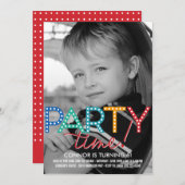 パーティータイムフォト誕生日招待状 招待状 (正面/裏面)