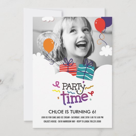 パーティータイムフォト誕生日招待状 招待状