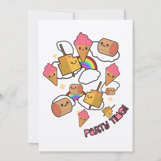 パーティータイムフード誕生日招待状 招待状 (正面)
