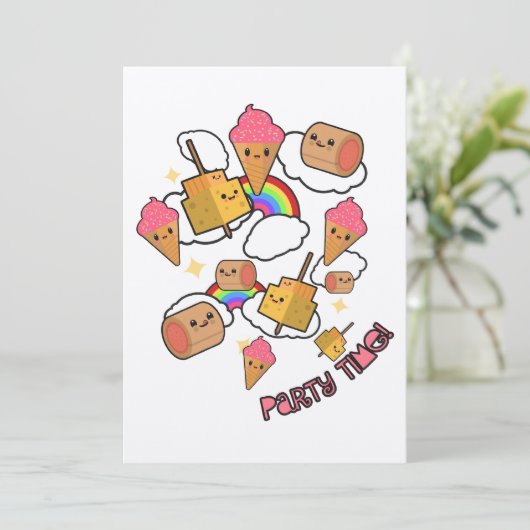 パーティータイムフード誕生日招待状 招待状 (スタンド正面)
