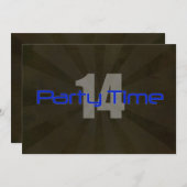 パーティータイムブラックグレーボーイ14th誕生日招待状 招待状 (正面/裏面)