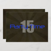 パーティータイムブラックグレーボーイ15th誕生日招待状 招待状 (正面/裏面)