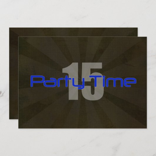 パーティータイムブラックグレーボーイ15th誕生日招待状 招待状 (正面/裏面)