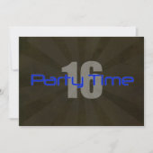 パーティータイムブラックグレーボーイ16th誕生日招待状 招待状 (正面)