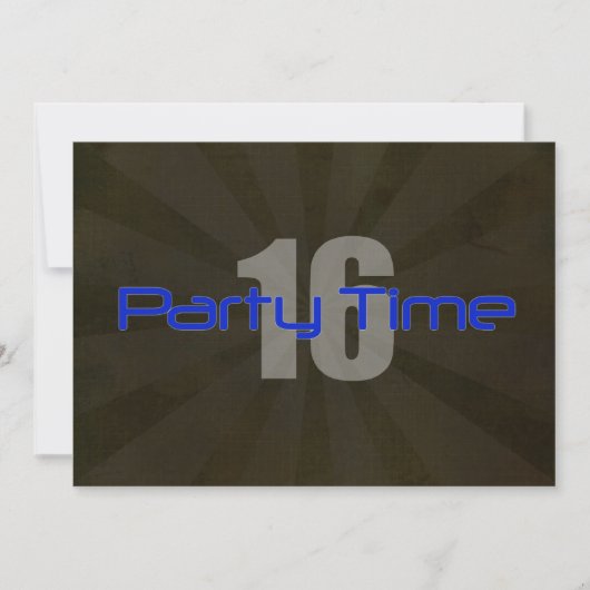 パーティータイムブラックグレーボーイ16th誕生日招待状 招待状 (正面)