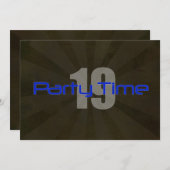 パーティータイムブラックグレーボーイ19th誕生日招待状 招待状 (正面/裏面)