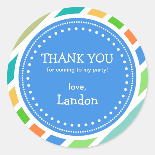 パーティータイムボーイズ誕生日ありがとう好意ステッカー ラウンドシール (正面)