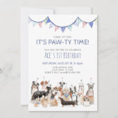 パーティータイム子犬の誕生日パーティー招待状 招待状 (正面)
