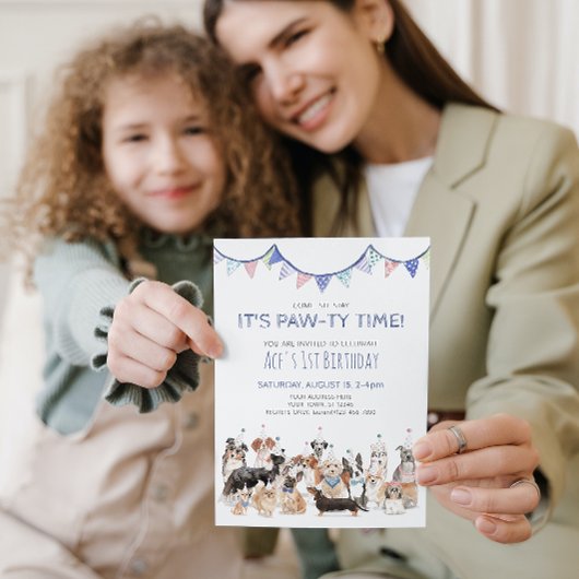 パーティータイム子犬の誕生日パーティー招待状 招待状