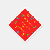 パーティータイム紙ナプキンス、8誕生日、赤、子供 スタンダードカクテルナプキン (角)