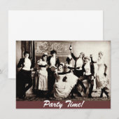 パーティータイム アンティーク 女性 歓慶 招待状 (正面/裏面)