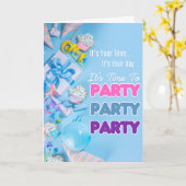 パーティータイム(エレミヤ29:11)誕生日 カード (黄色い花)