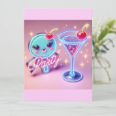 パーティータイム ネオンピンク 招待状 (スタンド正面)