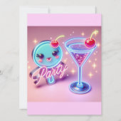 パーティータイム ネオンピンク 招待状 (正面)