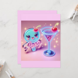 パーティータイム ネオンピンク 招待状