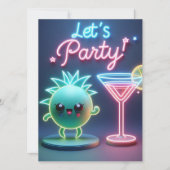 パーティータイム ネオン グリーン 招待状 (正面)