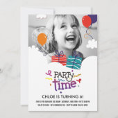 パーティータイム フォト バースデー インビテーション (正面)