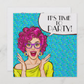 パーティータイム ポップアート ご招待 招待状 (正面/裏面)