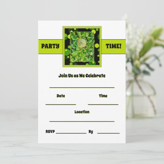パーティータイム - ライムグリーン 招待状 (スタンド正面)