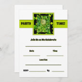 パーティータイム - ライムグリーン 招待状 (正面/裏面)