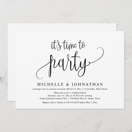 パーティータイム！結婚記念日のお祝いだよ！ 招待状 (正面/裏面)