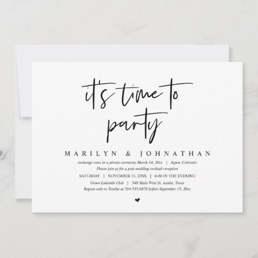 パーティータイム！結婚記念日のお祝い 招待状 (正面)