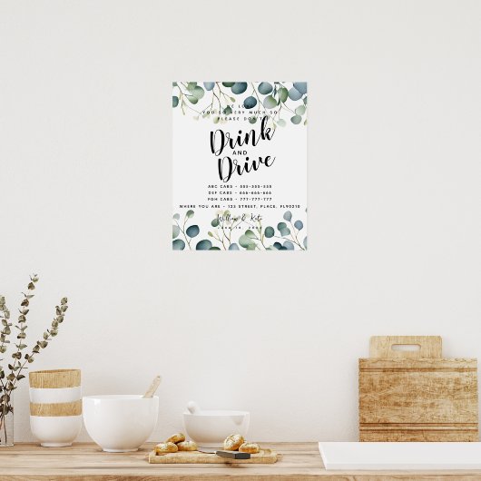 パーティータクシーはユーカリを飲んだり運転したりしない ポスター (キッチン)