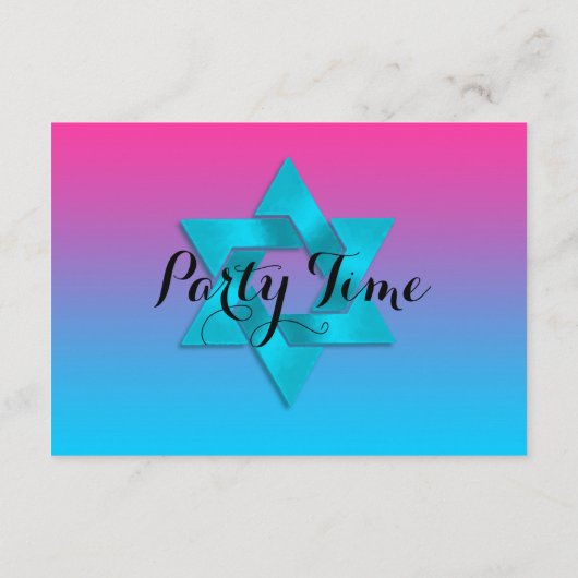 パーティーターコイズ後にピンクグラデーションと星 招待状 (裏面)