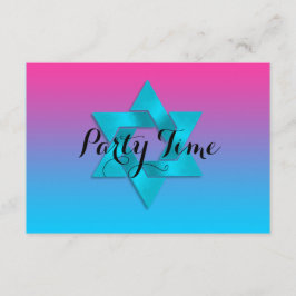 パーティーターコイズ後にピンクグラデーションと星 招待状