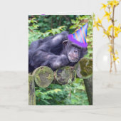 パーティーチンパンジーユーモアのある誕生日 カード (黄色い花)