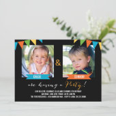 パーティーツーガ誕生日招待状-黒 招待状 (スタンド正面)