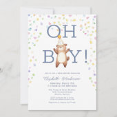 パーティーテディベア男の子の赤ちゃんシャワー招待状 招待状 (正面)