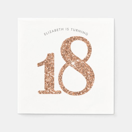 パーティーテーブル大年齢18モダンバラ金ゴールドグリッター スタンダードカクテルナプキン (正面)