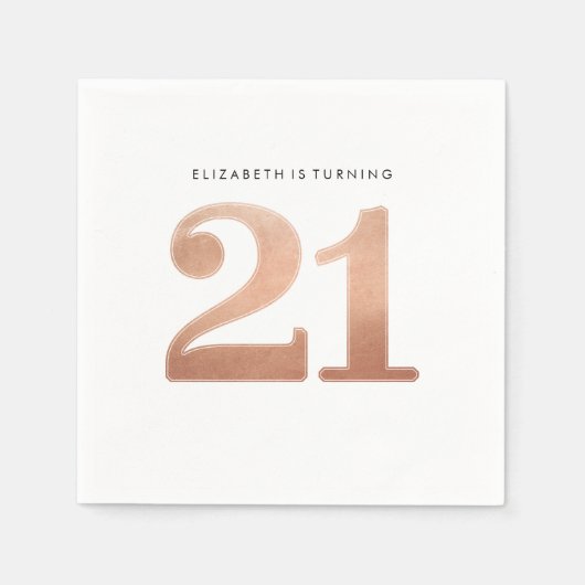 パーティーテーブル大年齢21光沢モダンのあるバラ金ゴールド スタンダードカクテルナプキン (正面)