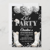 パーティーディスコのボールブーツ誕生日パーティー 招待状 (正面)