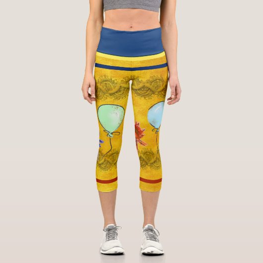 パーティーデザイン(バルーンと花) カプリレギンス (正面)