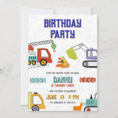 パーティートラック誕生日ディガーテーマforボーイズ 招待状 (正面)