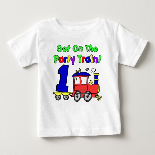 パーティートレインファースト誕生日 ベビーTシャツ (正面)