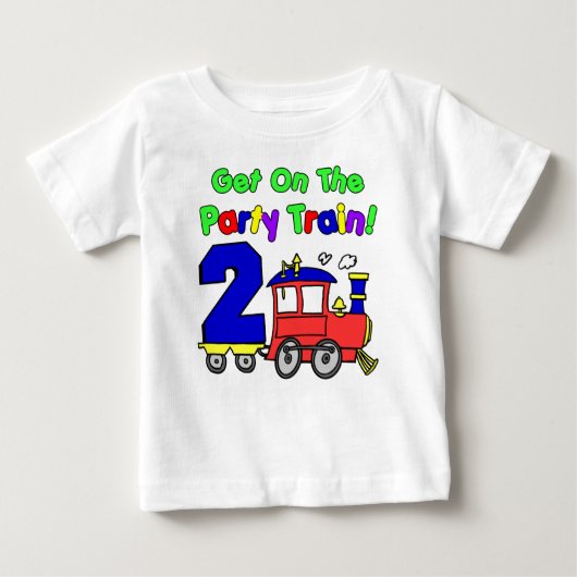 パーティートレイン第2誕生日 ベビーTシャツ (正面)