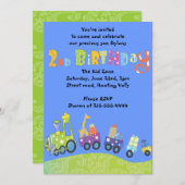 パーティートレイン2ndバースデーハッピーパーティの招待状 招待状 (正面/裏面)