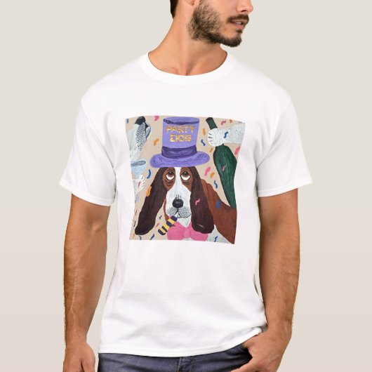 パーティードッグ バセットハウンド Tシャツ (正面)