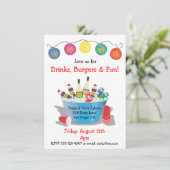パーティードリンク招待状とワイン、ソーダ、ビール 招待状 (スタンド正面)