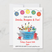 パーティードリンク招待状とワイン、ソーダ、ビール 招待状 (正面)