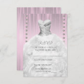 パーティードレスアンドパールピンクキンセアニェラRSVP 出欠カード (正面/裏面)