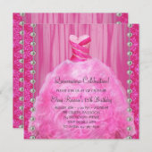 パーティードレスパールホットピンクキンセアニェラ招待状 招待状 (正面/裏面)