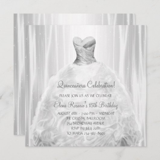 パーティードレスホワイトキンセアニェラ招待状 招待状 (正面/裏面)